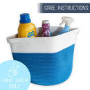 Nat & Jules Two Tone Cream and Navy Blue 12 inch Woven Fabric Storage Basket