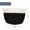 Nat & Jules Two Tone Cream and Black 12 inch Woven Fabric Storage Basket
