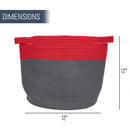 Nat & Jules Two Tone Red and Grey 12 inch Woven Fabric Storage Basket