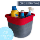 Nat & Jules Two Tone Red and Grey 12 inch Woven Fabric Storage Basket