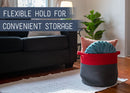 Nat & Jules Two Tone Red and Grey 12 inch Woven Fabric Storage Basket