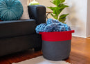Nat & Jules Two Tone Red and Grey 12 inch Woven Fabric Storage Basket
