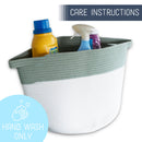 Nat & Jules Two Tone Cream and Green 12 inch Woven Fabric Storage Basket