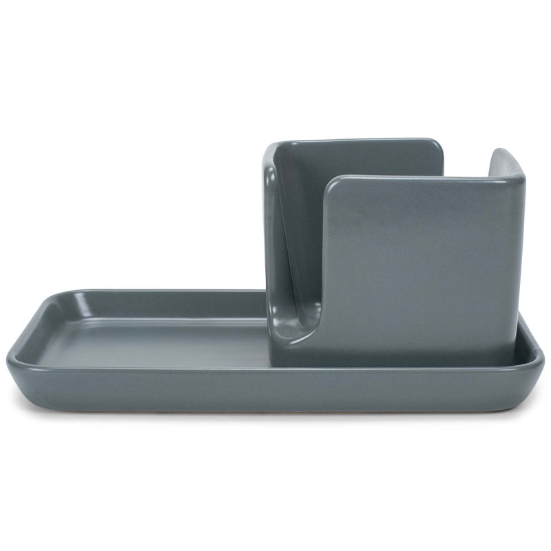 Nat & Jules Kitchen Grey 8 x 4.5 Ceramic Stoneware Sink Caddy Set of 2