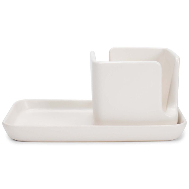 Nat & Jules Kitchen Cream 8 x 4.5 Ceramic Stoneware Sink Caddy Set of 2