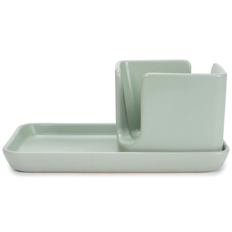Nat & Jules Kitchen Sage Green 8 x 4.5 Ceramic Stoneware Sink Caddy Set of 2