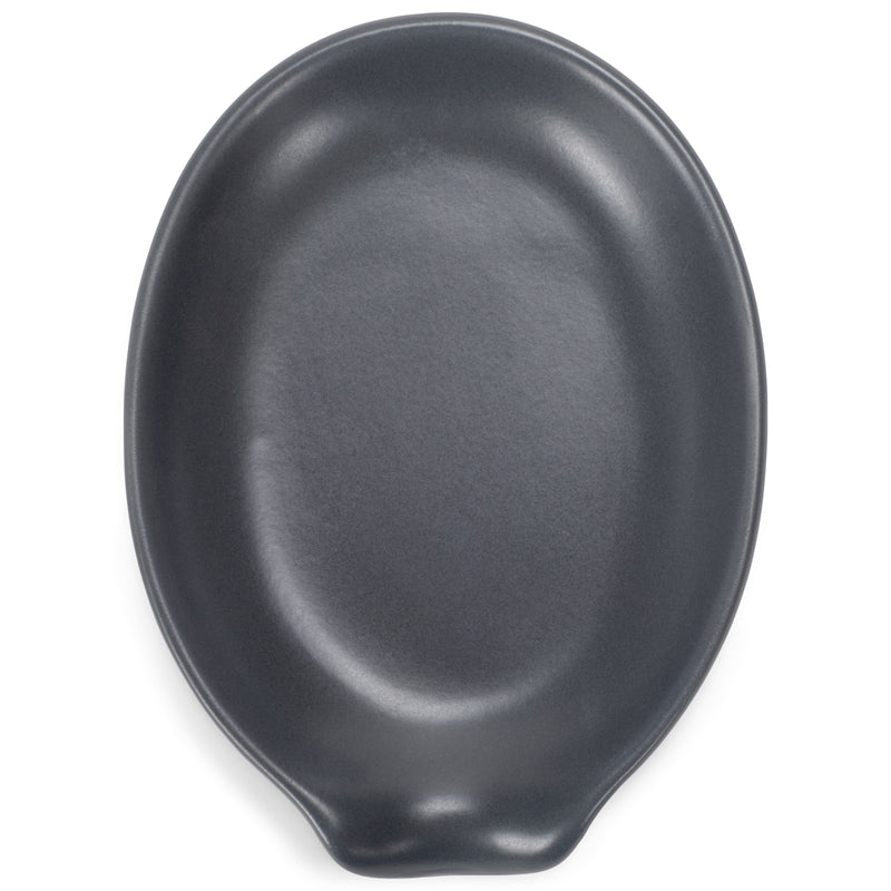 Nat & Jules Matte Grey 6 x 4 Glossy Ceramic Oval Countertop Spoon Rest