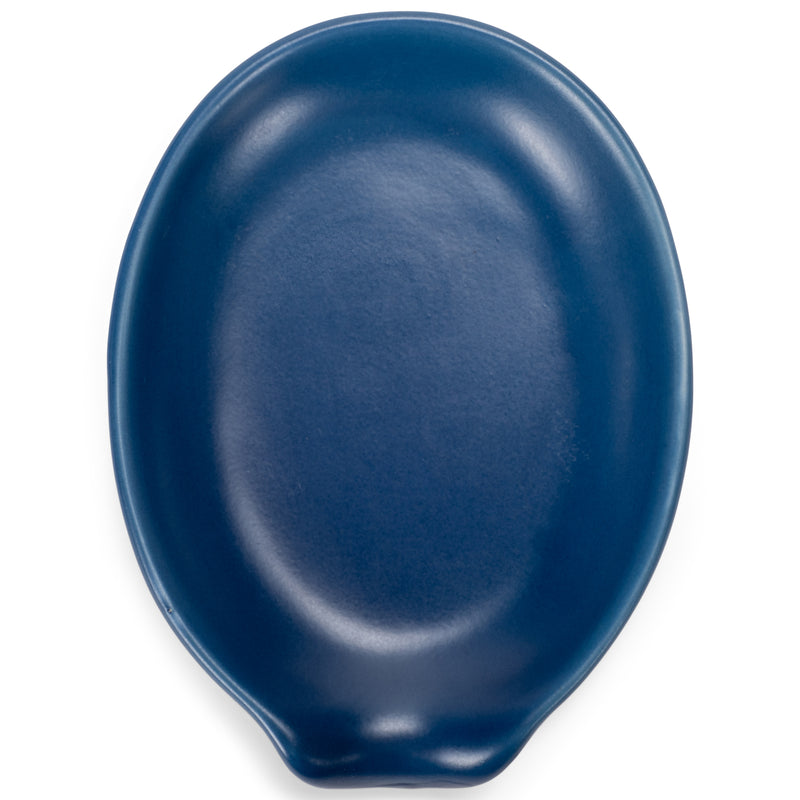 Nat & Jules Matte Navy Blue 6 x 4 Glossy Ceramic Oval Countertop Spoon Rest