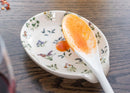 Nat & Jules Dainty Floral White 6 x 4 Glossy Ceramic Oval Countertop Spoon Rest