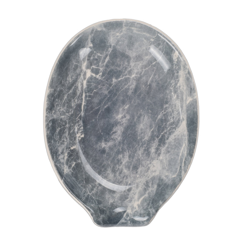 Nat & Jules Marbled Grey 6 x 4 Glossy Ceramic Oval Countertop Spoon Rest