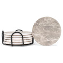 Nat & Jules Marbled Grey 4 inch Ceramic Coasters With Holder 7 Piece Set