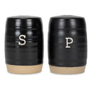 Nat & Jules Raw Bottom Black 3 x 2 Ceramic Salt and Pepper Shaker 2 Piece Set