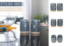 Nat & Jules Raw Bottom Grey 3 x 2 Ceramic Salt and Pepper Shaker 2 Piece Set