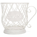 Nat & Jules Coffee Matte White 7 inch Iron Metal Coffee Pod Holder Organizer