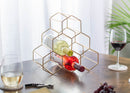 Nat & Jules Honeycomb Gold Tone Iron Metal Tabletop Wine Rack - Holds 6 Bottles