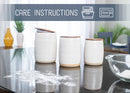 Nat & Jules Lidded White 6 inch Ceramic and Wood Kitchen Canisters Set of 3