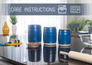 Nat & Jules Lidded Navy Blue 6 inch Ceramic and Wood Kitchen Canisters Set of 3