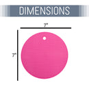 Honeycomb Pattern 7 inch Silicone Round Kitchen Hot Pad Trivets Set of 4, Pink