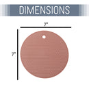 Honeycomb Pattern 7 inch Silicone Round Kitchen Hot Pad Trivets Set of 4, Mauve
