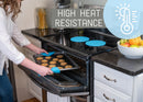 Honeycomb Pattern 7 inch Silicone Round Kitchen Hot Pad Trivets Set of 4, Blue