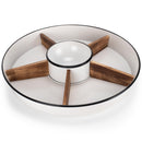 Nat & Jules Wood Partitions Matte White 16 inch Metal Enamel Divided Tray