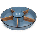 Nat & Jules Wood Partitions Matte Blue 16 inch Metal Enamel Divided Tray