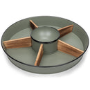 Nat & Jules Wood Partitions Matte Green 16 inch Metal Enamel Divided Tray