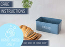 Nat & Jules Matte Blue 17 x 8 Metal Enamel Rubber Wood Lidded Bread Box