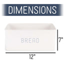 Nat & Jules Matte White 17 x 8 Metal Enamel Rubber Wood Lidded Bread Box