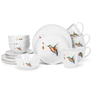 Nat & Jules Dean Crouser Watercolor Ceramic Dinnerware 16 Piece Set - Service for 4, Hummingbird