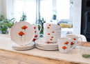 Nat & Jules Dean Crouser Watercolor Ceramic Dinnerware 16 Piece Set - Service for 4, Poppies