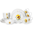 Nat & Jules Dean Crouser Watercolor Ceramic Dinnerware 16 Piece Set - Service for 4, Sunflower