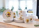 Nat & Jules Dean Crouser Watercolor Ceramic Dinnerware 16 Piece Set - Service for 4, Sunflower