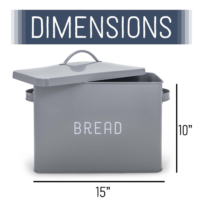 Nat & Jules Large Grey 15 x 10 Metal Bread Box