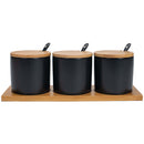 Nat & Jules Cylindrical Black 9 ounce Stoneware Spice Container and Tray Set