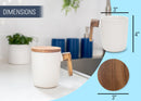 Nat & Jules Japanese Style Cream 12 ounce Stoneware Wood Handled Mug With Lid