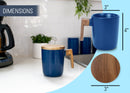 Nat & Jules Japanese Style Blue 12 ounce Stoneware Wood Handled Mug With Lid