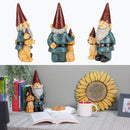 Nat & Jules Gnome and Dog Colorful Finish 12 inch Resin Stone Garden Statue