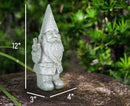 Nat & Jules Peace Gnome Aged Cement Hue 12 inch Resin Stone Garden Statue