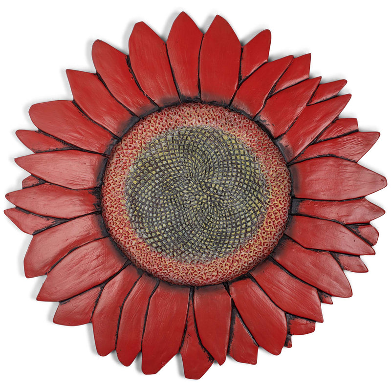 Nat & Jules Sunflower Red 12 inch Resin Stone Decorative Stepping Stone