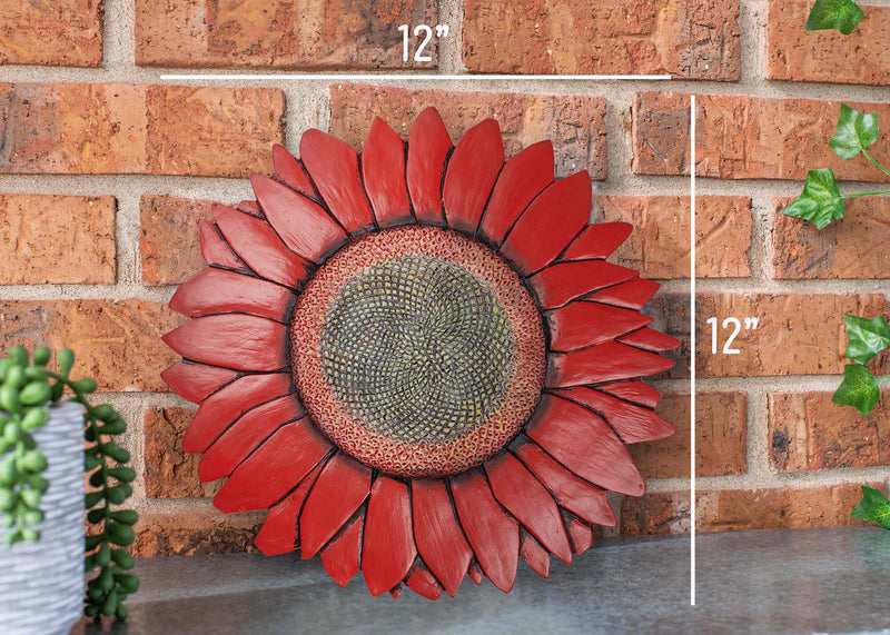 Nat & Jules Sunflower Red 12 inch Resin Stone Decorative Stepping Stone