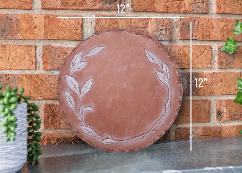 Nat & Jules Leaves White 12 inch Resin Stone Decorative Stepping Stone