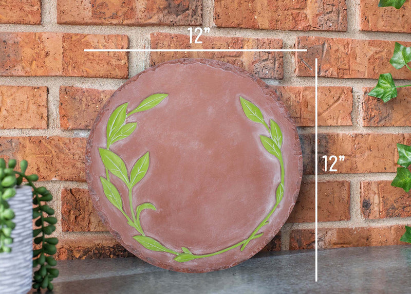 Nat & Jules Leaves Green 12 inch Resin Stone Decorative Stepping Stone