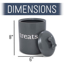 Nat & Jules Treats Charcoal Grey 8 x 6 Ceramic Pet Treats Canister