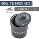 Nat & Jules Treats Charcoal Grey 8 x 6 Ceramic Pet Treats Canister