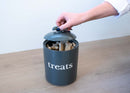 Nat & Jules Treats Charcoal Grey 8 x 6 Ceramic Pet Treats Canister