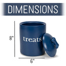 Nat & Jules Treats Navy Blue 8 x 6 Ceramic Pet Treats Canister