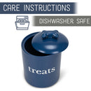 Nat & Jules Treats Navy Blue 8 x 6 Ceramic Pet Treats Canister