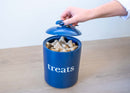 Nat & Jules Treats Navy Blue 8 x 6 Ceramic Pet Treats Canister