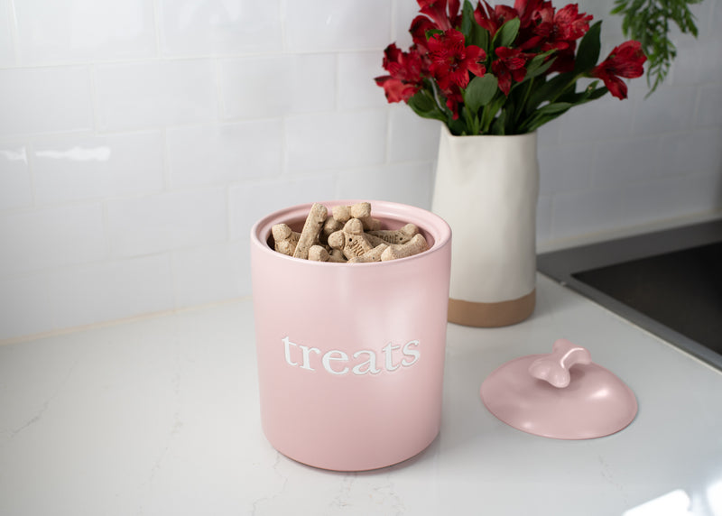 Nat & Jules Treats Pink 8 x 6 Ceramic Pet Treats Canister